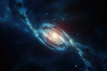 Wall Mural - a shot of a distant galaxy, with its spiral arms and stars visible against the dark background of sp