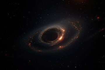 Wall Mural - a shot of a distant black hole, with its dark matter illuminated in the darkness of space