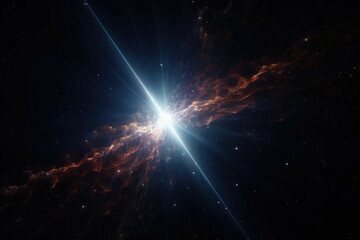 Wall Mural - a shot of a distant quasar, with its bright light illuminating the darkness of space