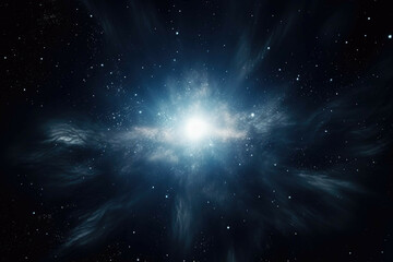 Wall Mural - a wide angle shot of a distant galaxy, with a bright star visible in the center