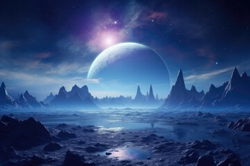 Wall Mural - a shot of a distant planet with a bright and vibrant atmosphere