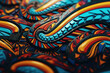 A close-up shot of a mysterious and abstract pattern with intricate details and vibrant colors