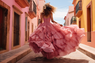 Wall Mural - woman in a pink dress