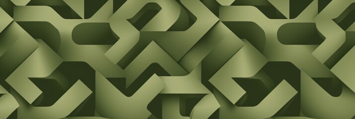 Wall Mural - Olive green simple repeating interlocking figure