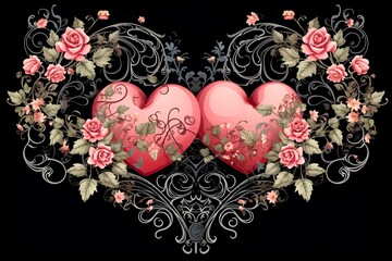 Romantic Design: Vibrant Heart and Rose Art