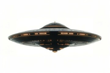 flying saucer, alien spaceship, ufo on white. background with selective focus and copy space