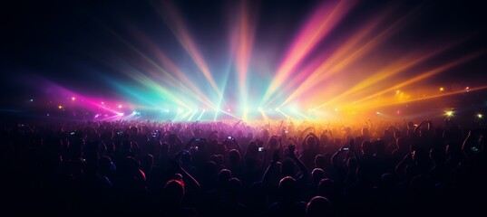 Wall Mural - Vibrant concert visuals infused with blurred bokeh effect for electrifying background