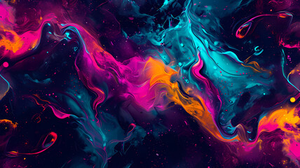 Wall Mural - abstract digital art background with neon colors