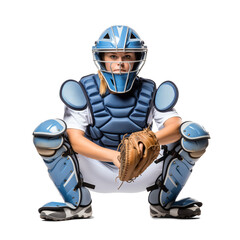 Wall Mural - softball catcher in full protective gear