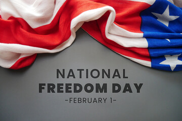 Wall Mural - National Freedom Day greeting banner, card with USA flag. Freedom for all Americans.