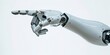 © JW Studio - White cyborg robotic hand pointing his finger - 3D rendering isolated on white background.
