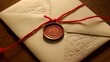 lose-up shot of a handwritten love letter sealed with a red wax stamp