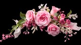Pink rose and eustoma flowers in a corner floral arrang, generative ai