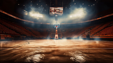 Wall Mural - professional basketball court arena background