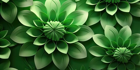 Wall Mural - Green flower wallpaper, a classic and nice illustration.