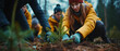 © Ярослав Антонюк - Group of young north european people planting trees.