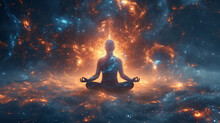 Meditation Against The Backdrop Of Space. Opening The Chakra And Restoring The Soul.