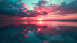 sunset and clouds reflected on water