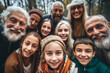 © dreamalittledream - Diverse group of people smiling in joy in the park, a unique crowd, ethnic diversity, different cultures, family, multicultural friends, cultural mixing pot, professional portrait photo