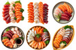 Fresh Sashimi collection in 3d png transparent for product presentation. Created using generative AI.
