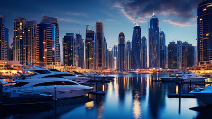 Poster - beautiful panorama of Dubai Marina at night