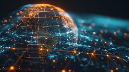 Wall Mural - distribution and logistics concept of global digital internet marketing and business e-commerce grap