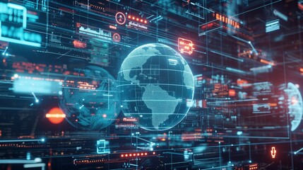 Wall Mural - distribution and logistics concept of global digital internet marketing and business e-commerce grap