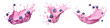 pink milkshake splash with blueberries set isolated on transparent background - design element PNG cutout collection