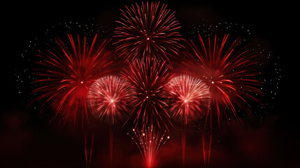 Wall Mural - Red firework in night time celebrate national holiday, Countdown to new year 2023 festival