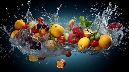  fruits and vegetables that falls into the water and gives a splash effect