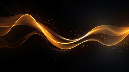 Wall Mural - wavy design element, golden abstract wave with glitter effect on dark background