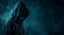 In A Digital Underworld, A Hooded Hacker Navigates A Dark Interface. Spy Anonymity, Fraud Security, And A Laptop Silhouette Converge In A Captivating Vector Illustration.
