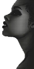 Wall Mural - Silhouette of a stunningly beautiful profile of young lady made of very tiny dot's. generative AI