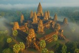 Fototapeta  - Angkor Wat temple in Cambodia, aerial view