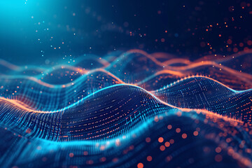 Futuristic holographic particle display, glowing particles and data flow concept illustration