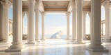 Fototapeta  - ancient Greek architecture with pillars and a classical marble interior for showcasing a product.