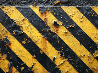 hazard yellow black striped sign, in the style of strong diagonals