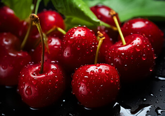 Wall Mural - fresh red cherries ready to eat,