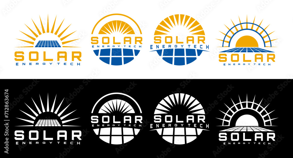 solar energy panel logo design vector art Stock Vector | Adobe Stock