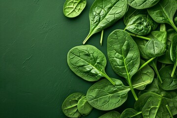 Sticker - Spinach leaves isolated on green background