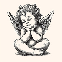 Hand Drawn Baby Angel Drawing