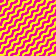 Canvas Print - abstract seamless minimalistic yellow diagonal wave line pattern on pink.