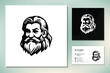 Greek Old Man Face like God Zeus Triton Neptune Philosopher with Beard and Mustache Logo design
