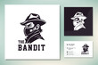 Western Gunslinger Bandit Wild West Cowboy Gangster with Bandana Scarf Mask Silhouette Logo illustration
