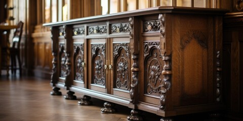 Wall Mural - Antique luxury castle furniture with beautiful handles and a walnut oak finish.
