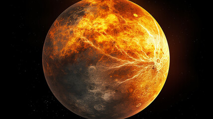 Wall Mural - solar system planet mercury on black background