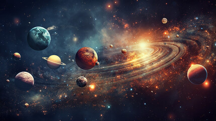 Wall Mural - solar system and space objects elements of this image