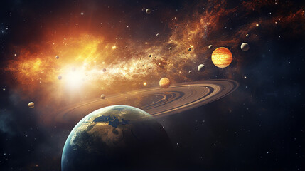 Wall Mural - solar system and space objects elements of this image