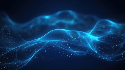 Wall Mural - 3d abstract digital technology blue light particles on blue background