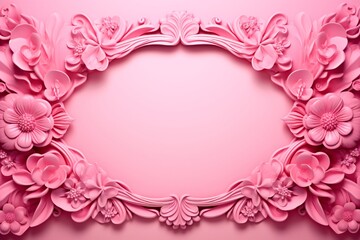 Wall Mural - pink frame with textured borders with design